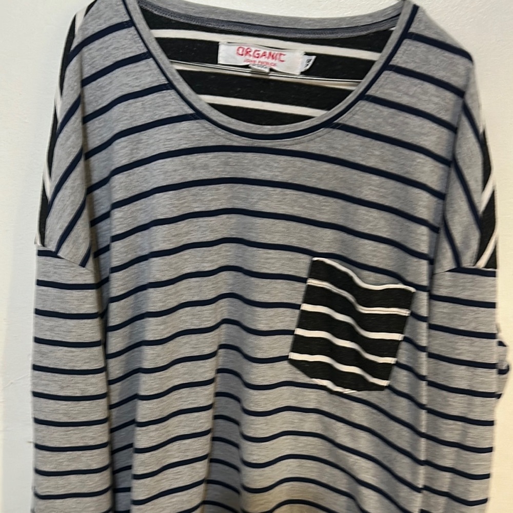 Organic Basics Striped Sweatshirt - Gray and Black